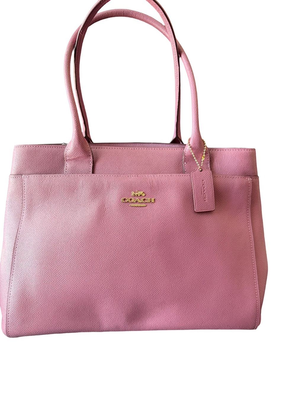 Coach Rose Pink Leather Tote Bag - Signature Logo - Picture 1 of 12